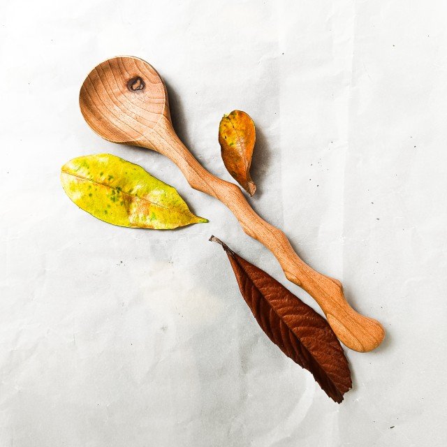 قاشق دست ساز چوبی اجیل خوری دسته بلند مدل bushcraft