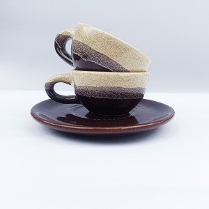 فنجان اسپرسو سینگل کرم با نعلبکی سرامیکی مدل لوت