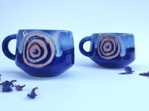 فنجان قهوه خوری رنگ سورمه ایی خاص دست ساز  مدل حدیث