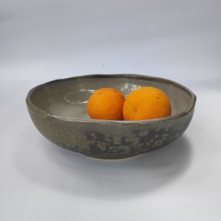 میوه خوری سرامیکی جدید دست ساز  رنگ طوسی مات  طرح افرا