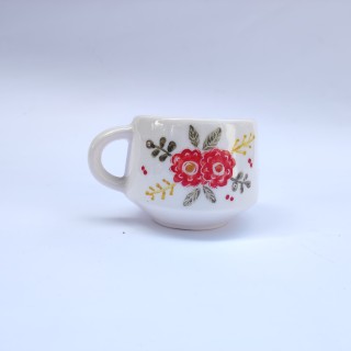 سرویس 6نفره فنجان سرامیکی دست ساز نقاشی زیرلعابی طرح خوشه مدل 06-03