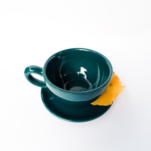 فنجان نعلبکی لاته رنگ سبز ایرانی طرح persian green  ست  سرامیکی