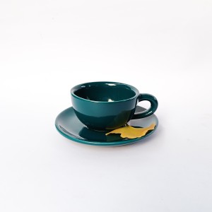 فنجان نعلبکی اسپرسو رنگ سبز ایرانی مدل green  ست 6 عددی سرامیکی