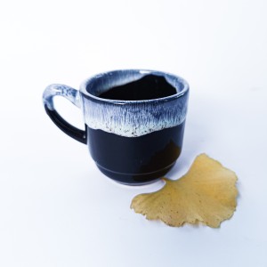 نیم ماگ دسته دار رنگ مشکی مدل دریا طرح  darya  ست 6 عددی سرامیکی