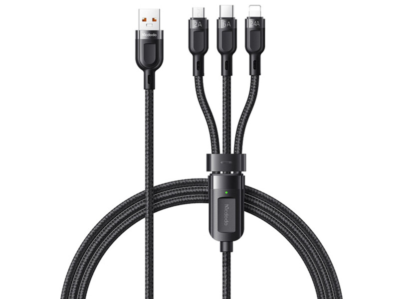 کابل فست‌شارژ و انتقال دیتا 65 واتی سه‌سر مک دودو Mcdodo CA-0930 Lightning+Micro+Type-C 3-in-1 Fast Charging Data Cable
