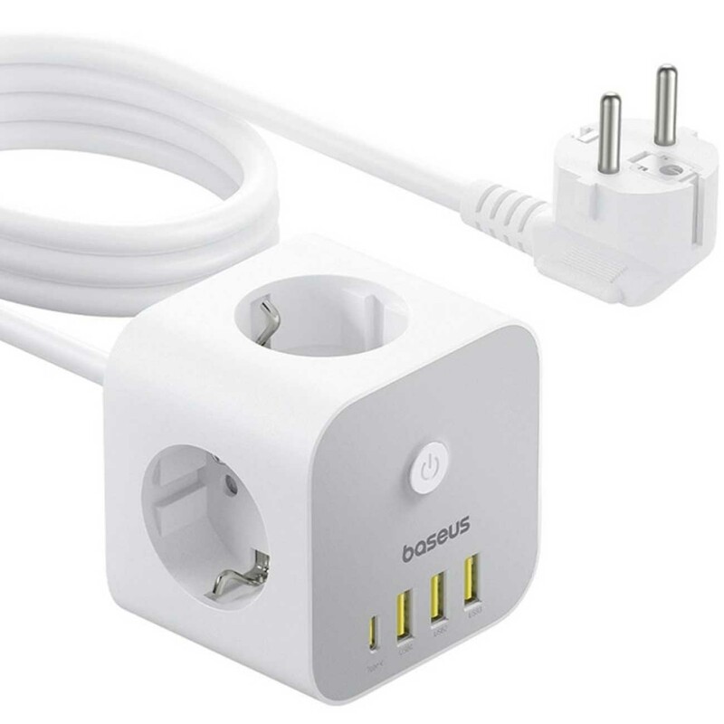 چندراهی برق سه سوکت 4000 وات، سه یو‌اس‌بی و یک تایپ‌سی 20 وات بیسوس E00066401213-00