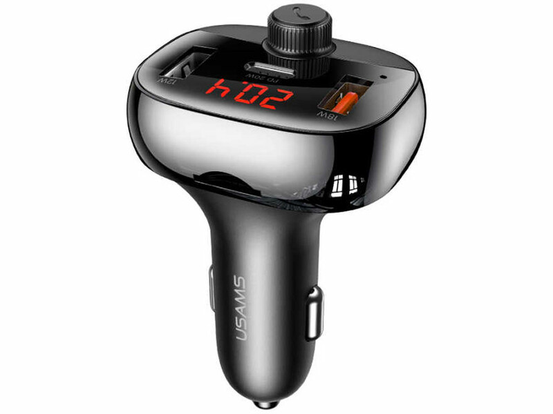 شارژر فندکی فست شارژ ماشین تایپ سی 50 وات و اف ام پلیر یوسامز US-CC143