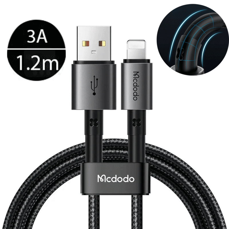 کابل شارژ یو‌اس‌بی به لایتنینگ 3 آمپر1.2 متری مک‌دودو CA-3580