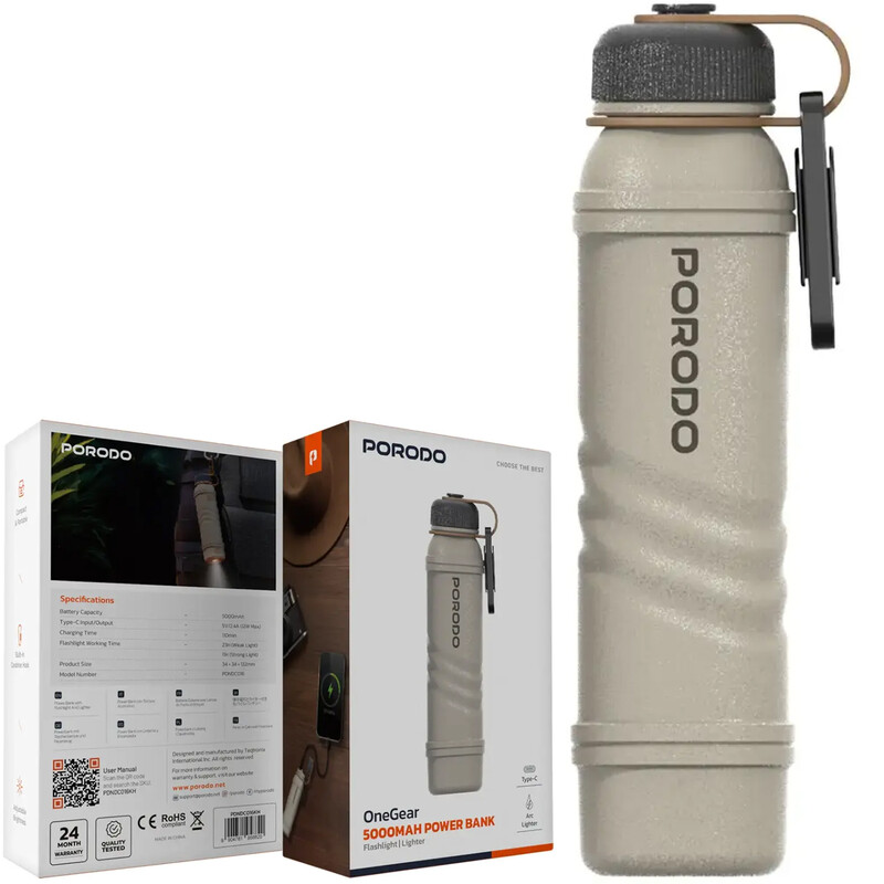 پاور بانک 5000، چراغ قوه و فندک پورودو Porodo مدل PDNDC016KH