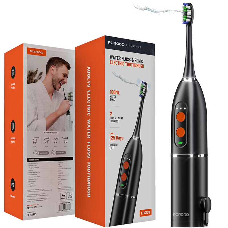 مسواک برقی سونیک و واترجت پورودو Porodo اصل مدل LFST139 ضدآب