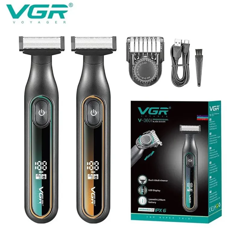 ریش تراش و ماشین اصلاح بدن وی جی آر VGR مدل V-360 ضد آب با نمایشگر