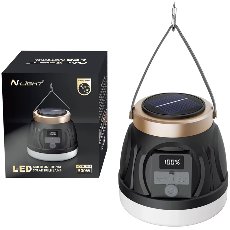 چراغ کمپینگ شارژی خورشیدی ان لایت N-LIGHT مدل A01T چندکاره