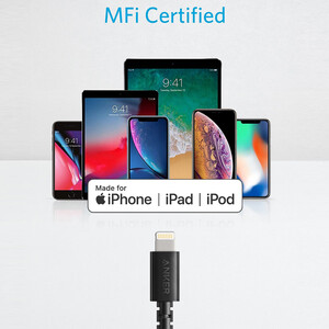 فروش کابل فست شارژ یو اس بی به لایتنینگ 90 سانتی متری انکر