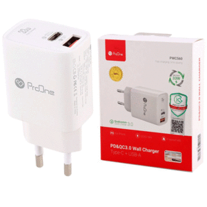 شارژر دیواری تایپ سی و یو اس بی 33 وات پرووان PWC560
