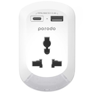 خرید مبدل و چند راهی برق 2500 وات یک سوکت برق، یک تایپ سی، یک یو‌اس‌بی پورودو