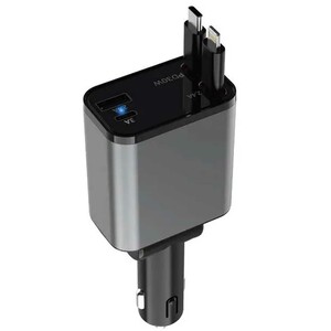 شارژر فندکی لایتنینگ، یو اس بی و تایپ سی 30 وات با کابل 80 سانتی متری گرین  GNRCC50WBK