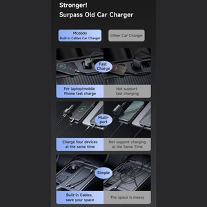 شارژر فست شارژ  چهار پورت تایپ سی، لایتنینگ و یو اس بی داخل خودرو مک دودو