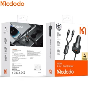 شارژر فست شارژ  چهار پورت تایپ سی، لایتنینگ و یو اس بی داخل خودرو مک دودو