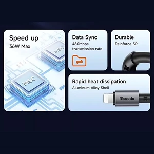کابل تبدیل فست شارژ تایپ سی به لایتنینگ مک دودو