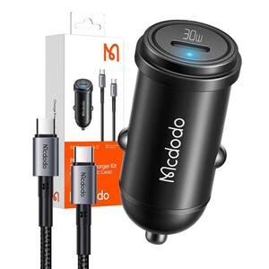 خرید شارژر فندکی فست شارژ ماشین تایپ سی 30 وات با کابل دو سر تایپ‌سی 1.2 متری مک دودو