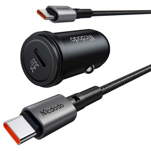 شارژر فندکی فست شارژ ماشین تایپ سی 30 وات با کابل دو سر تایپ‌سی 1.2 متری مک دودو