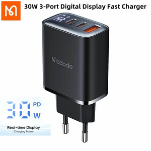 قیمت شارژر دیواری تایپ سی و یو اس بی فست شارژ 30 وات مک دودو