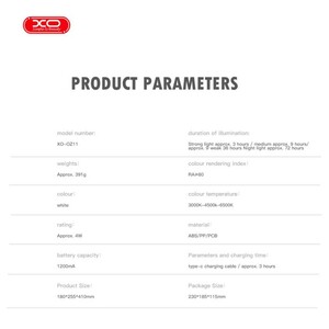 چراغ مطالعه رومیزی و شارژی ایکس او OZ11