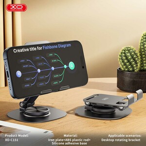 خرید هولدر گوشی موبایل رومیزی فلزی تاشو با چرخش 360 درجه ایکس او