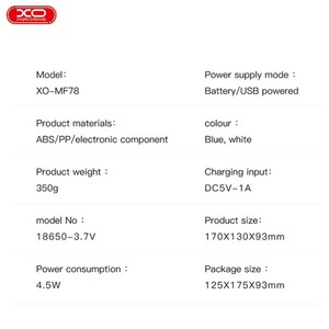 پنکه شارژی رومیزی 4 اینچی ایکس او