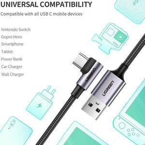 قیمت کابل شارژ سریع یو اس بی به تایپ‌سی 18 وات 3 آمپر دو متری