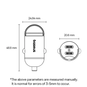 خرید شارژر فندکی دو پورت تایپ سی 30 وات بیسوس