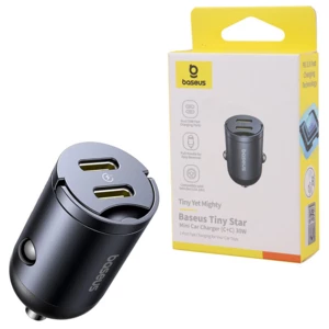 قیمت شارژر فندکی دو پورت تایپ سی 30 وات بیسوس