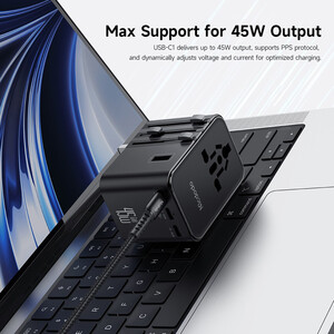 شارژر دیواری تایپ سی و یو اس بی 45 وات مک دودو