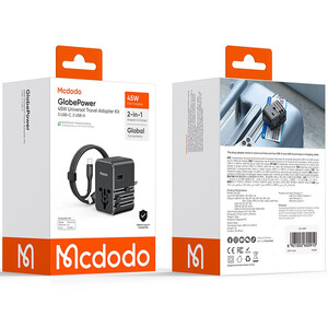 قیمت شارژر دیواری تایپ سی و یو اس بی 45 وات مک دودو