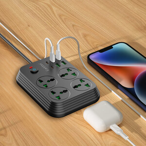 خرید چندراهی برق چهار سوکت، چهار عدد یو اس بی و دو عدد تایپ‌سی 3000 وات ارلدام