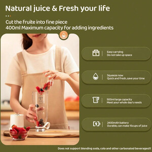 قیمت مخلوط‌کن و اسموتی‌ساز شارژی 500 میلی‌لیتری 60 وات