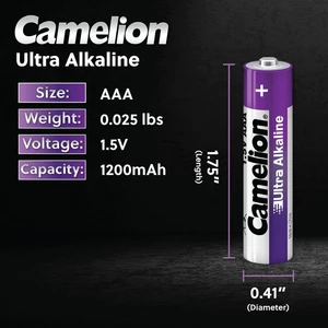 باتری نیم قلمی کملیون اولترا آلکالاین  LR03 (بسته چهار عددی)