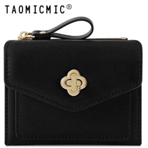 کیف پول زنانه تاشو مشکی