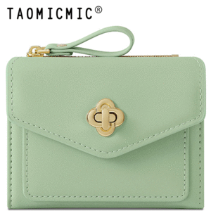 کیف پول زنانه تاشو سبز