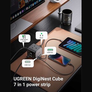 فروش چندراهی برق 2500 وات سه سوکت، دو USB و دو Type-  فست 65 وات یوگرین