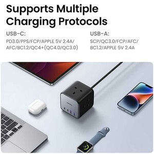 چندراهی برق 2500 وات سه سوکت، دو USB و دو Type-  فست 65 وات یوگرین