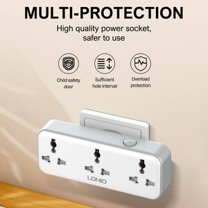 خرید چند راهی برق 3 سوکت، یک یو اس بی و  یک تایپ سی الدینیو