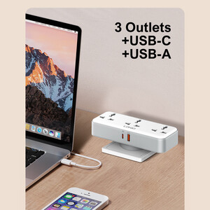 قیمت چند راهی برق 3 سوکت، یک یو اس بی و  یک تایپ سی الدینیو