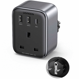 چندراهی برق و شارژر دیواری یک سوکت، یک تایپ‌سی و دو یو‌اس‌بی 30 وات یوگرین CD314 15290