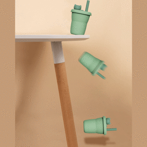 لیوان نی‌دار سیلیکونی کارتونی با درب ضد نشت