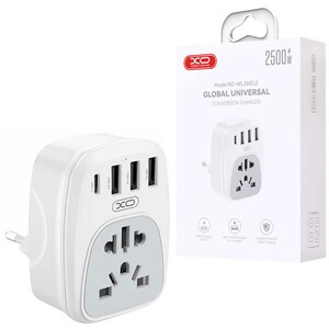 چندراهی برق و شارژر دیواری یک سوکت جهانی، 3 یو‌اس‌بی و 1 تایپ‌سی 15 وات ایکس‌او WL26