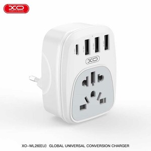 بهترین شارژر دیواری و چندراهی برق یک سوکت جهانی، 3 یو‌اس‌بی و 1 تایپ‌سی 15 وات ایکس‌او