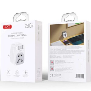 شارژر دیواری و چندراهی برق یک سوکت جهانی، 3 یو‌اس‌بی و 1 تایپ‌سی 15 وات ایکس‌او