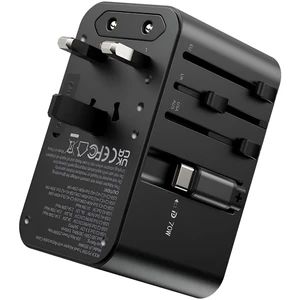 چند راهی برق مکعبی جهانی یک سوکت، دو یو‌اس‌بی و یک تایپ‌سی 70 وات با کابل جمع شونده تایپ‌سی راک JY-355MAX