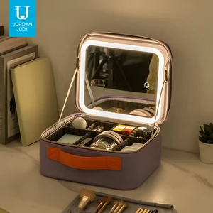 خرید کیف دستی قابل حمل لوازم آرایش و آینه میکاپ چراغ دار لمسی شارژی  جوردن‌ و جودی